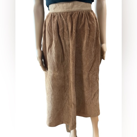 Vintage Dresses & Skirts - High waisted corduroy tan bubble skirt vintage SM